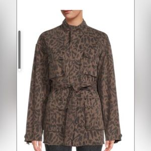 Pistola leopard print belted cargo/utility jacket in a medium